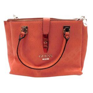 Guess Peony Classic De-bossed Handbag Satchel Purse Coral Color